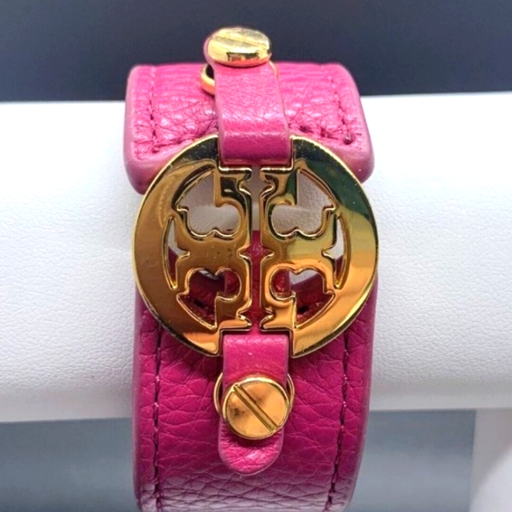Tory Burch Pink Wrap Bracelet with Statement Logo π GORGEOUS like NEW condition - Picture 1 of 7